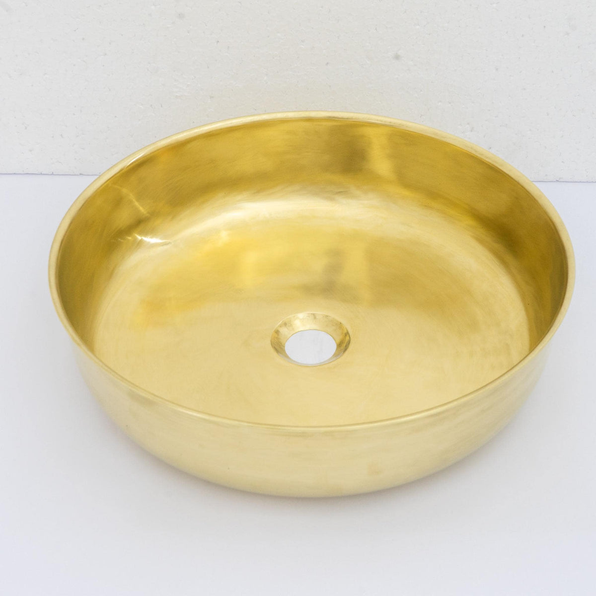 Brushed Brass Bathroom Vessel Sink, Solid Brass Powder Room Basin, Countertop Washbasin