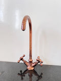 Copper Faucet, Handcrafted Copper Sink Faucet, Single Hole Bathroom Faucet, Oiled Copper Finish, Hammered Brass Tap with