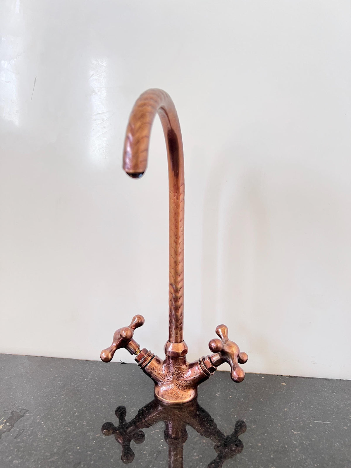 Copper Faucet, Handcrafted Copper Sink Faucet, Single Hole Bathroom Faucet, Oiled Copper Finish, Hammered Brass Tap with