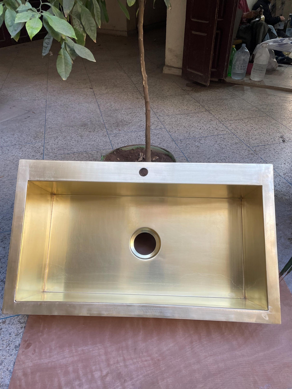 Handcrafted Rectangular Brass Sink