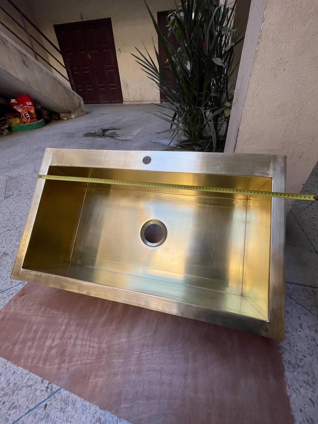 Handcrafted Rectangular Brass Sink