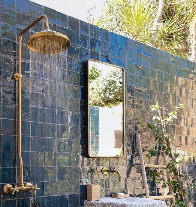 Unlacquered Solid Copper Brass Shower Head. Large Round Rain Shower Head Handcrafted copper shower head.Indoor/Outdoor R