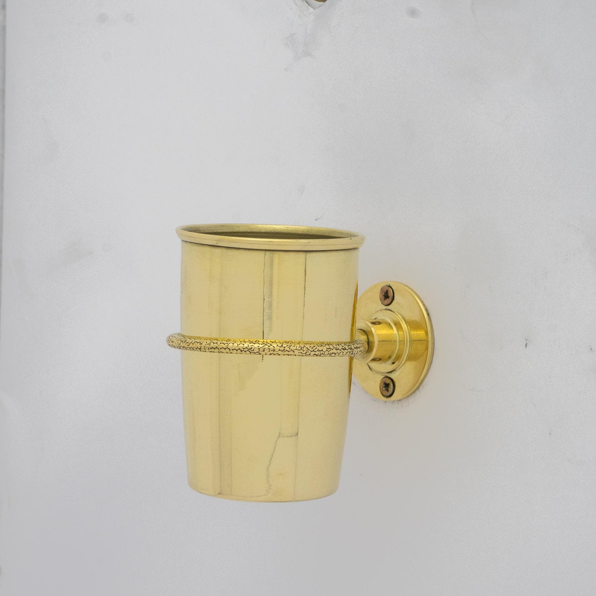 Unlacquered Brass Toothbrush Cup Holder, Wall Mount Toothbrush Organizer
