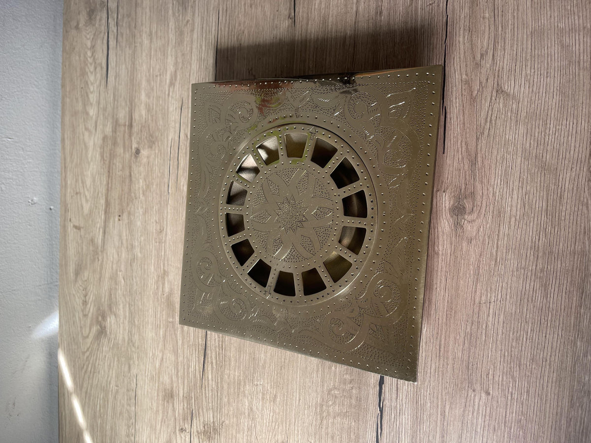 Unlacquered Engraved Brass Square Shower Floor Drain, Solid Brass Square Drain for Bathroom and Outdoor Use, Brass Showe