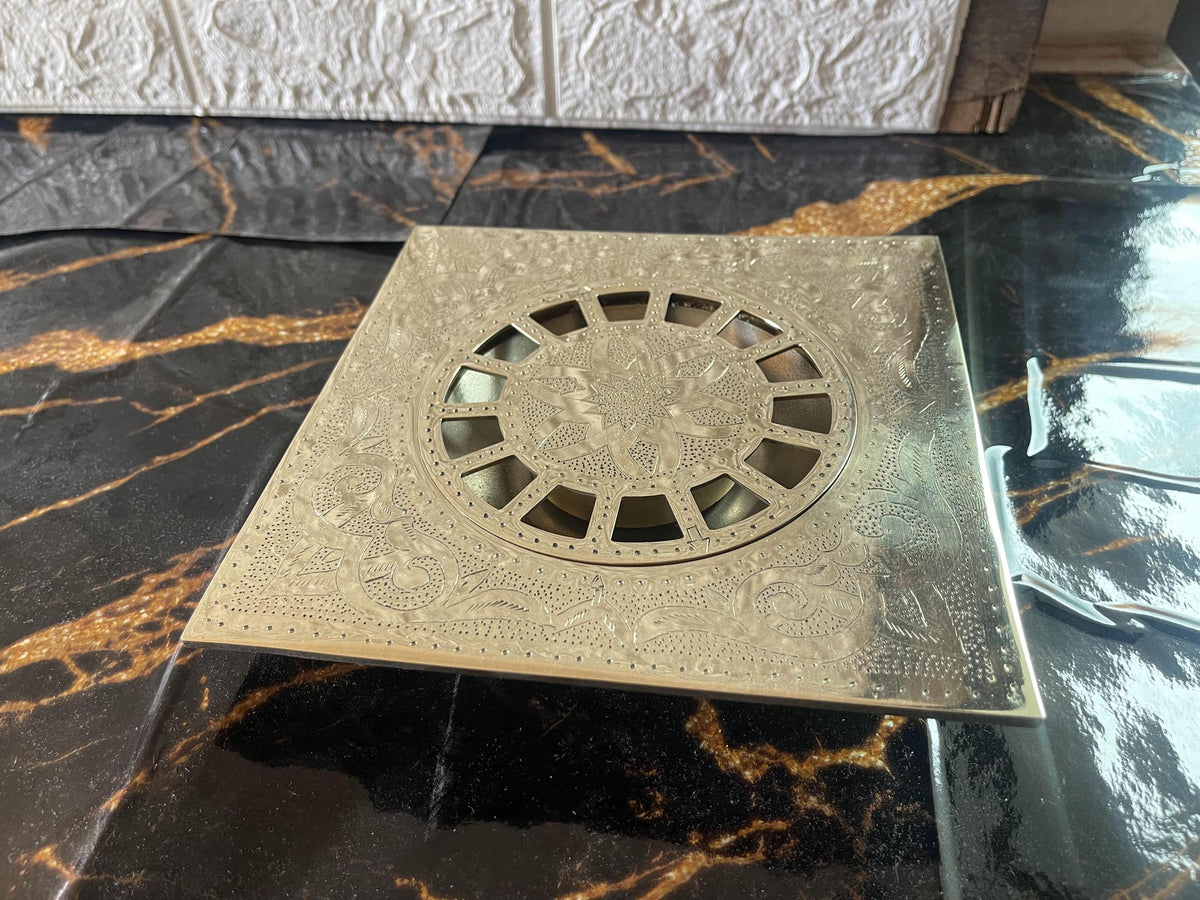 Unlacquered Brass Square Shower Floor Drain with Removable Cover, Brass Shower Square Drain, Brass Floor Drain for Bathr