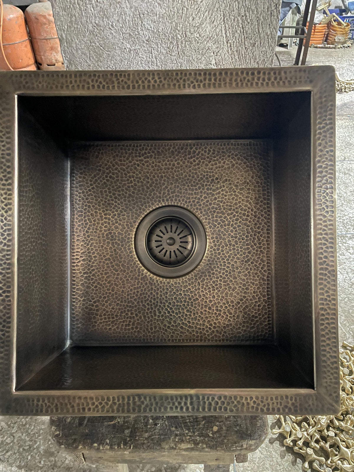 Artisan Hand-Hammered Brass Undermount Sink - Rustic Elegance for Kitchen,Island, or Outdoor Use,patina sink