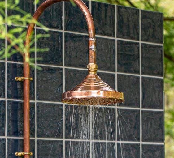 Unlacquered Solid Copper Brass Shower Head. Large Round Handcrafted copper shower head.Indoor/Outdoor Premium Rain. Rain