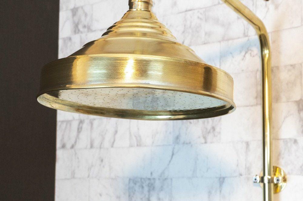 Unlacquered Solid Copper Brass Shower Head. Large Round Handcrafted copper shower head.Indoor/Outdoor Premium Rain.Rain 