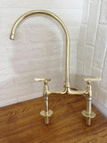 Style Vintage Kitchen Sink Faucet, Unlacquered Solid Brass Bridge Faucet, Handmade Brass Kitchen Faucets, Classic Kitche
