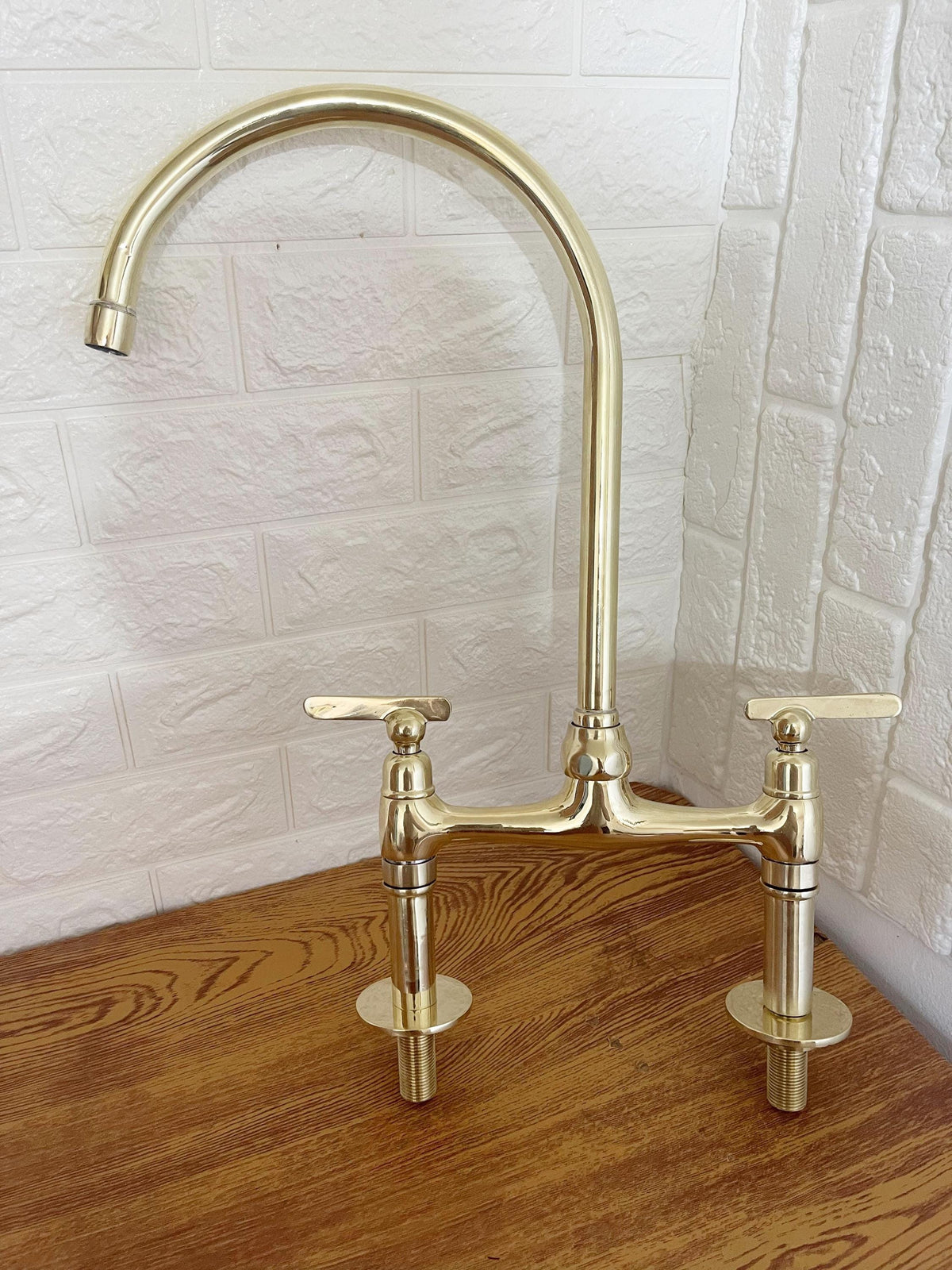 Style Vintage Kitchen Sink Faucet, Unlacquered Solid Brass Bridge Faucet, Handmade Brass Kitchen Faucets, Classic Kitche