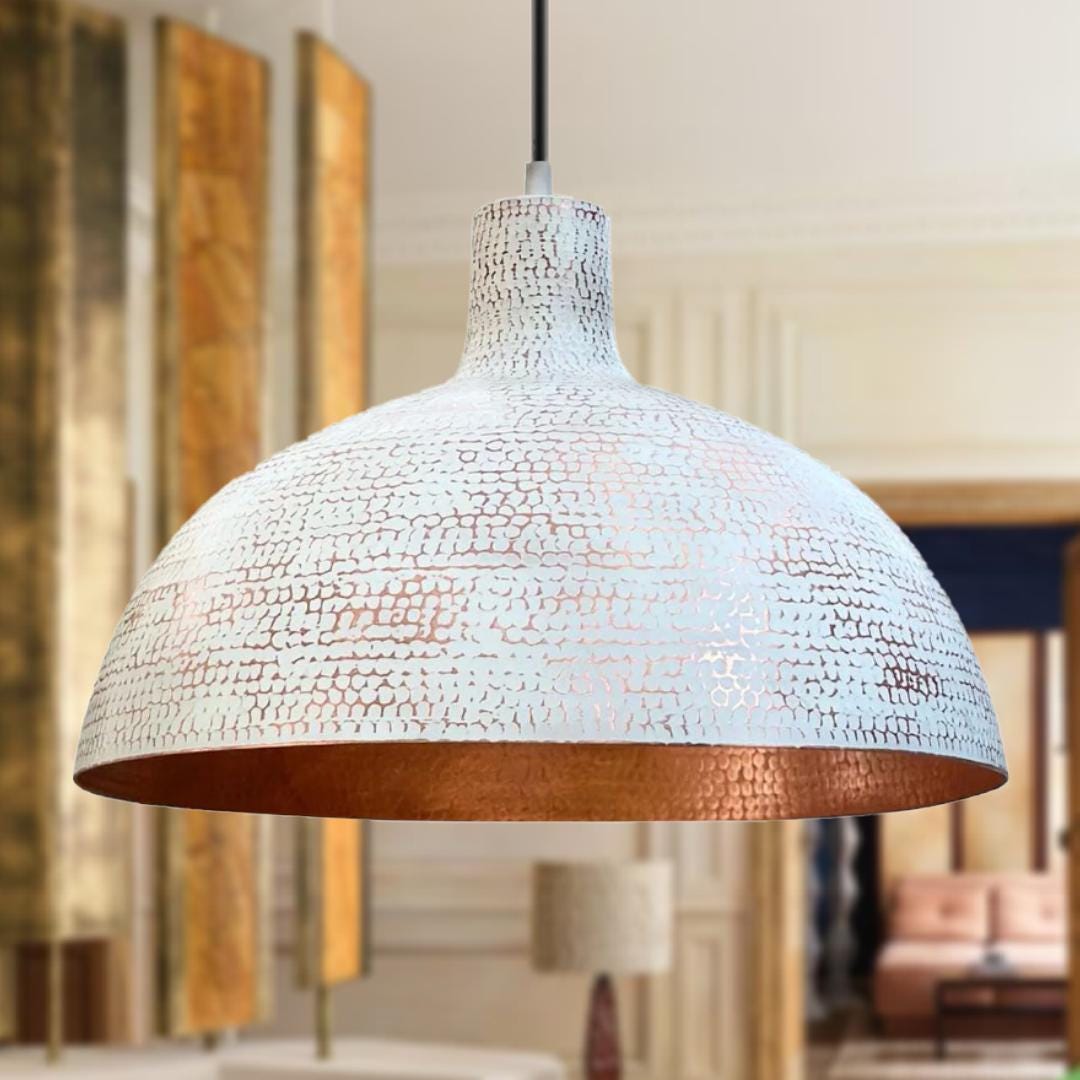 Copper Island Kitchen Lighting Elegant Fixtures,Handmade Copper Rustic Penadnt lamp,Patina Copper Hanging Lampshade,dome
