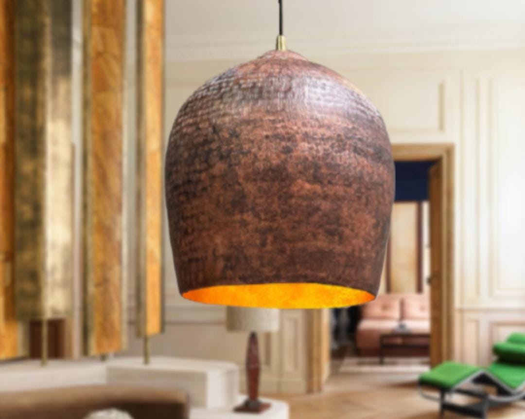 Oxidized Copper Dome Pendant Light,dome Light,Green Patina.Ceiling Light.oxidized lamp.island Hanging Light Fixture.Copp