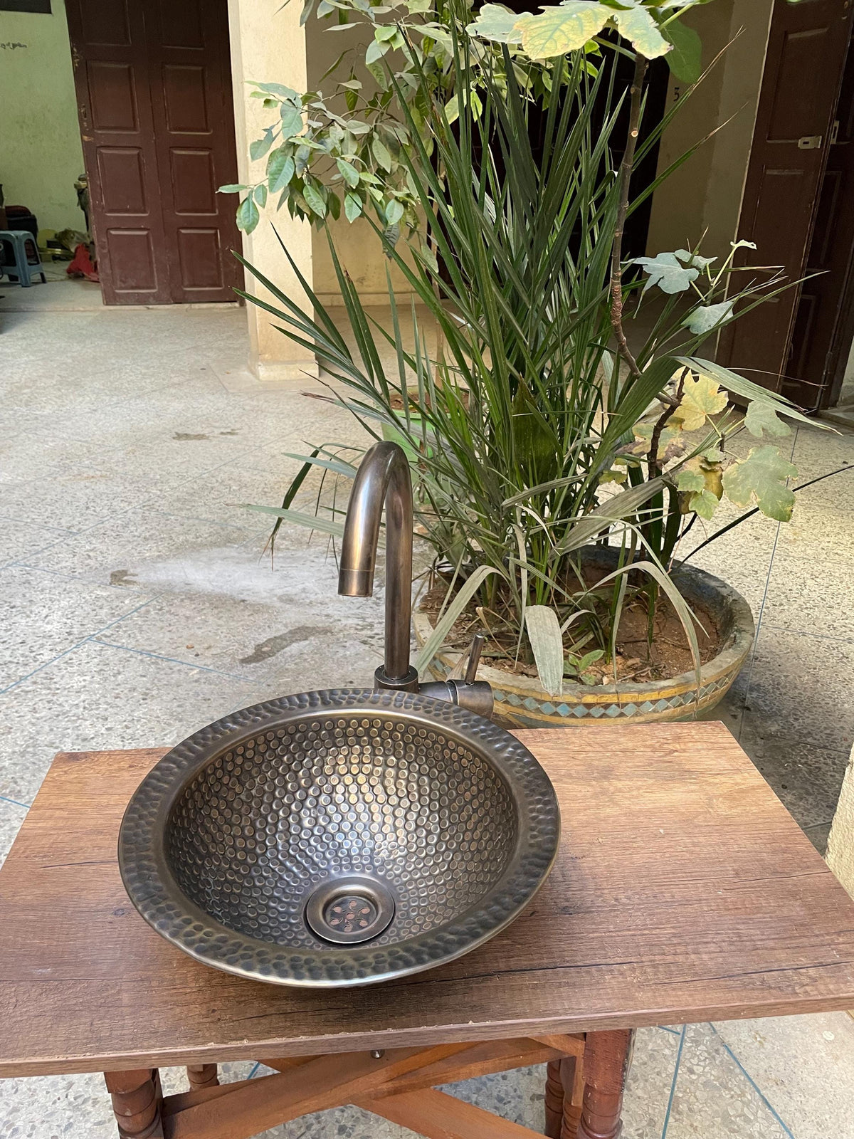 Handcrafted Brass Bathroom Sink Set
