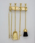 Wall-Mounted Solid Brass Fireplace Tools, Handcrafted Fireplace Set