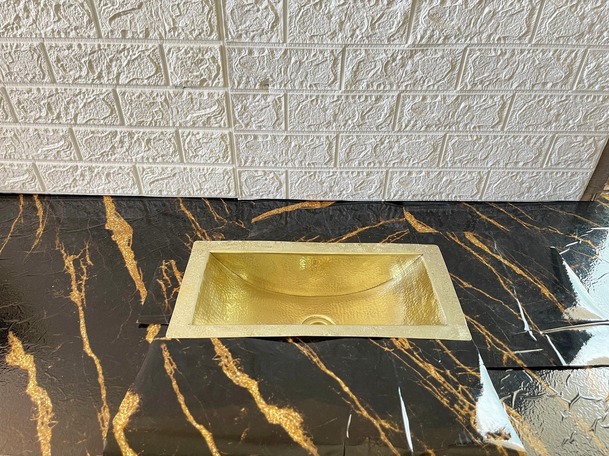 Brass Trough Sink, Unlacquered Brass Bath Sink, Bar Sink with Drain, Handmade Brass Basin, Modern Bathroom Sink, Kitchen