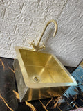 Solid Brass Undermount Hammered Sink, Kitchen Bar Sink, Island Sink, Unlacquered Brass Outdoor Sink, Durable Metal Sink