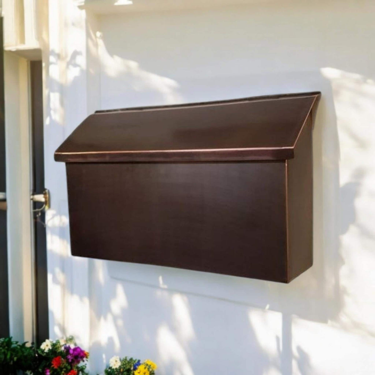 Handmade Patina Copper Mailbox, Flush Mount