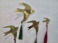 Personalized Brass Bird Wall Art Set - Flock of 4 Flying Birds with Custom Engraved Names and Tassels