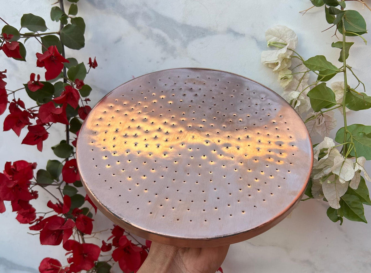 Unlacquered Round Handcrafted copper shower head.Indoor/Outdoor Premium Rain shower head, for Bathroom or Garden.Rain Sh