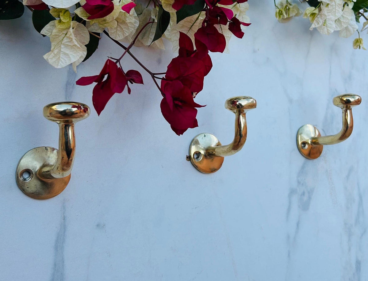 Unlacquered brass hooks Decorative, Wall-Mount Robe Hook for Bathroom, Entryway Hallway.brass hooks,Coat Hooks Rustic Wa