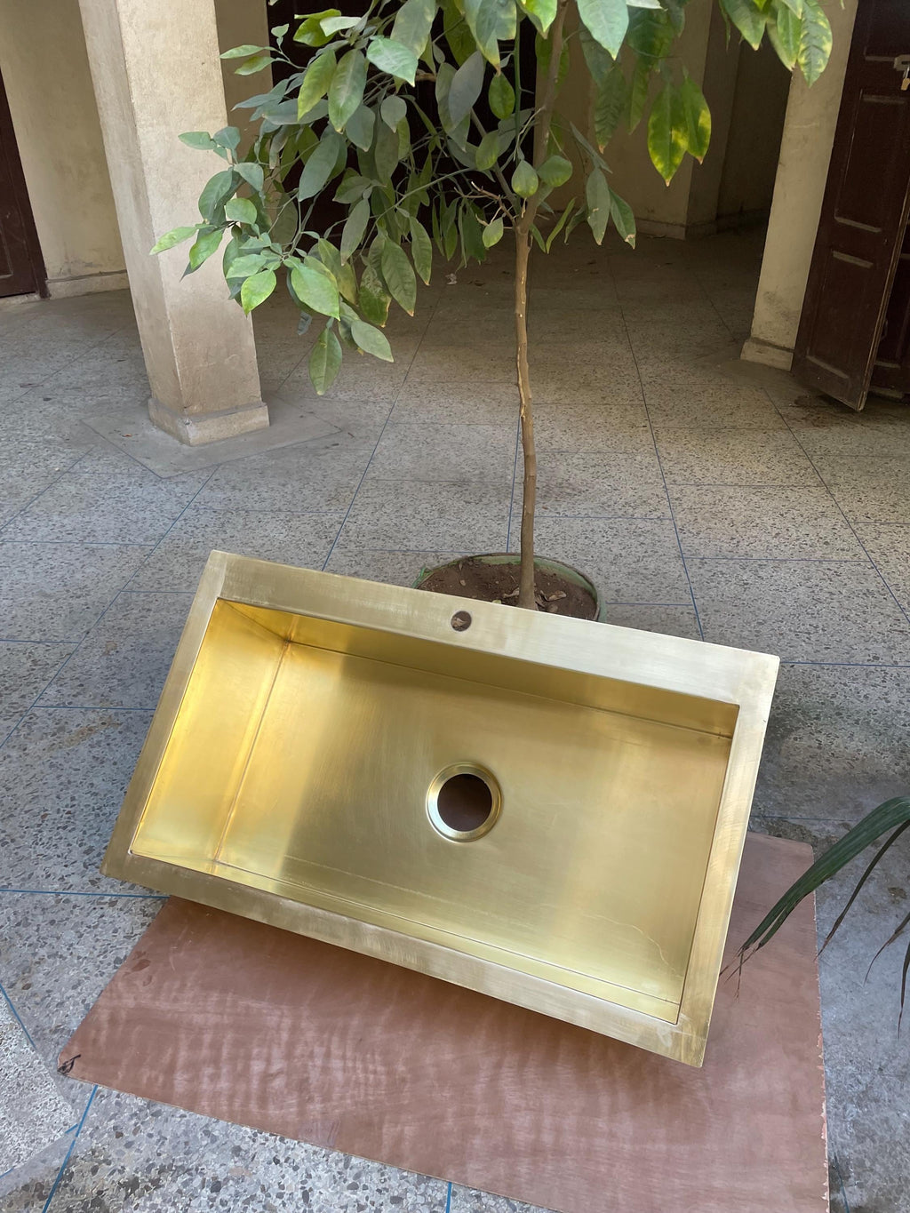 Handcrafted Rectangular Brass Sink