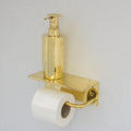 Unlacquered Brass Bathroom Floating Shelf With Hook, Wall Mount Shelf With Toilet Paper Holder