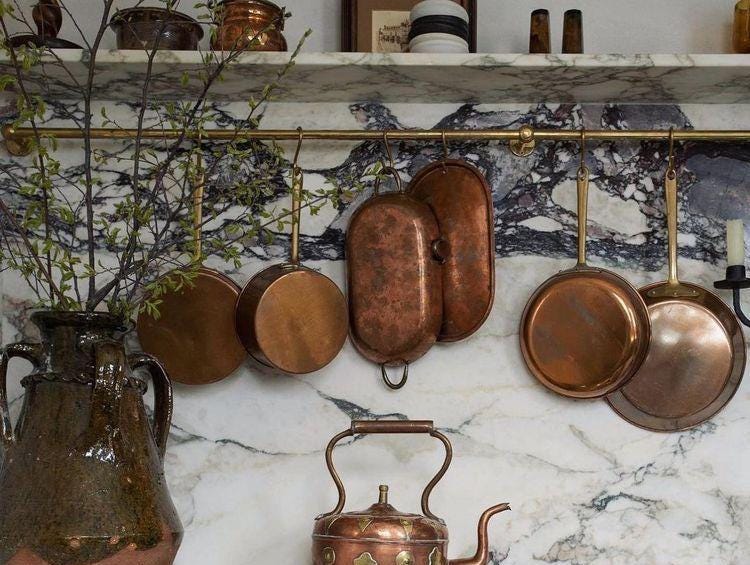 Unlacquered Solid Brass Hanging Pot Rack – Brass Kitchen Rail with Hooks,Hanging Pot And Pan.kitchen hanging pot rack