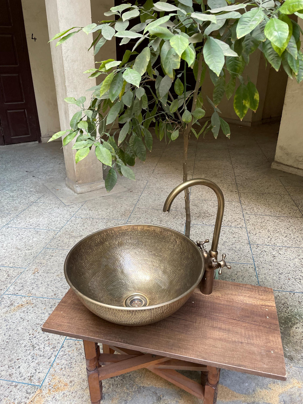 Artisan-Crafted Moroccan Brass Oval Sink Wash Basin