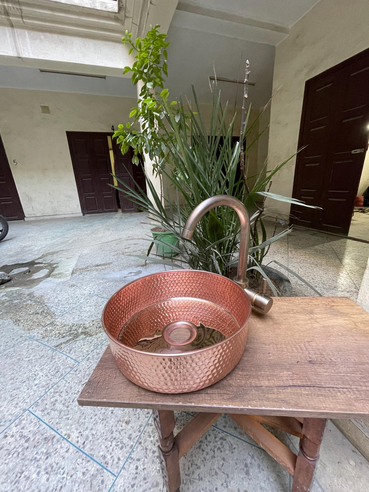 Artisanal Handmade Brass Vessel Sink - Round Bronze Finish - Hammered Mid Century Design - Custom Bathroom Sink