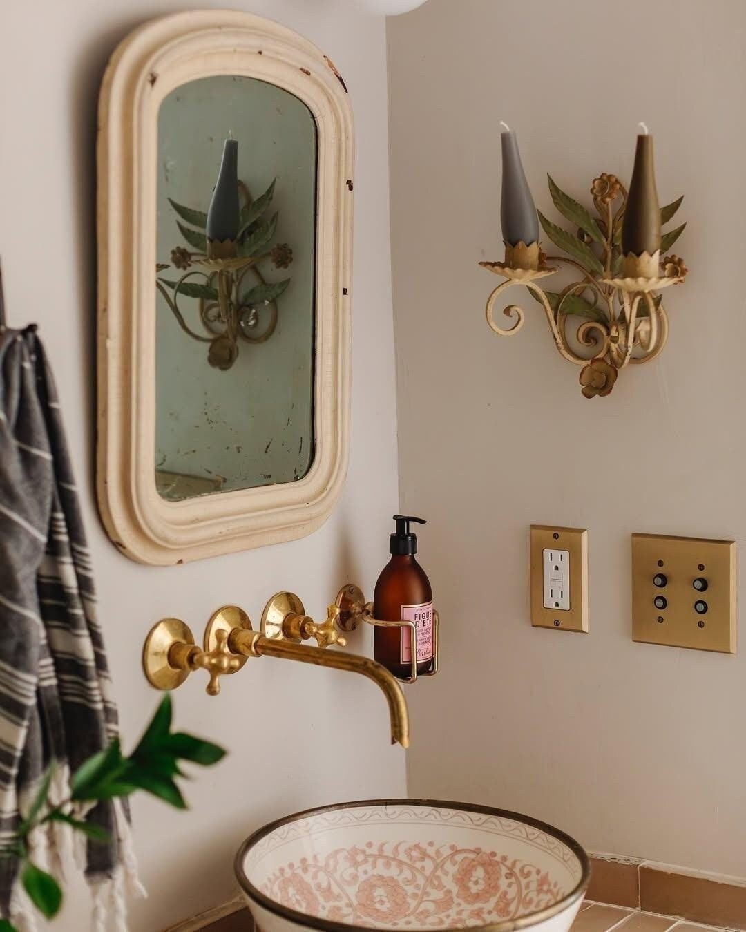 Unlacquered Brass Built-in Faucet, Tub Filler, Faucet With Cross Handles Tap