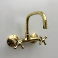 Hammered Unlacquered Brass Wall Mount Faucet