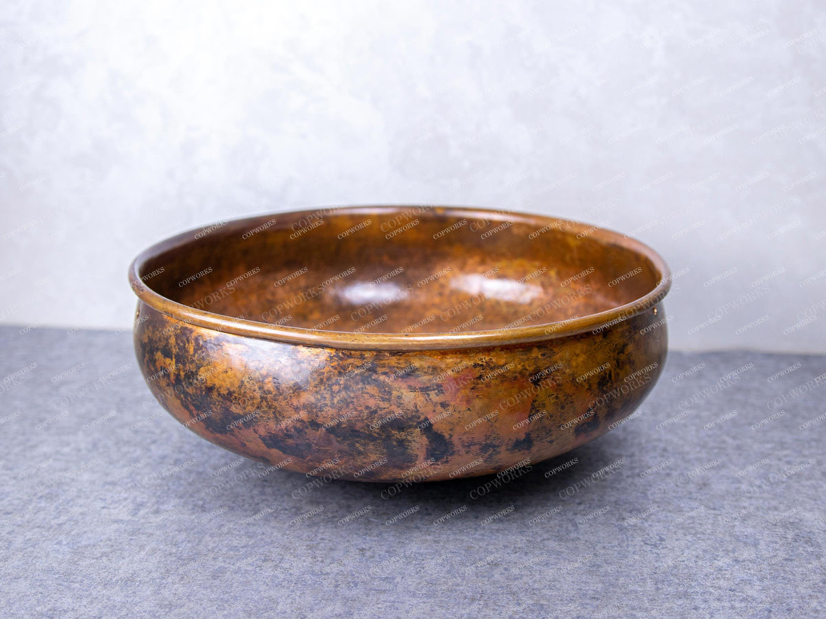 Handcrafted Round Copper Bathroom Sink: Rustic Vessel Vanity