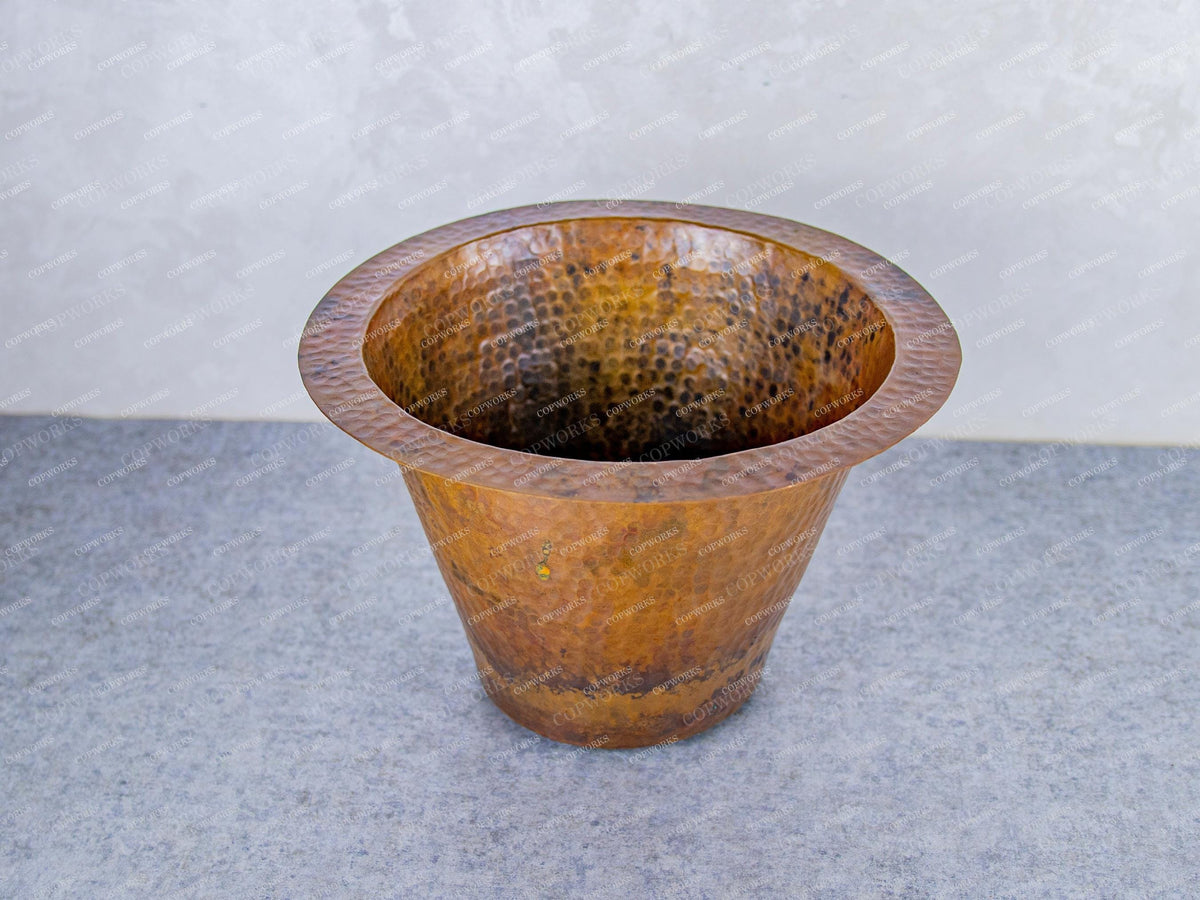 Hammered Copper Bar Sink: Rustic Aged Copper, Includes Drain