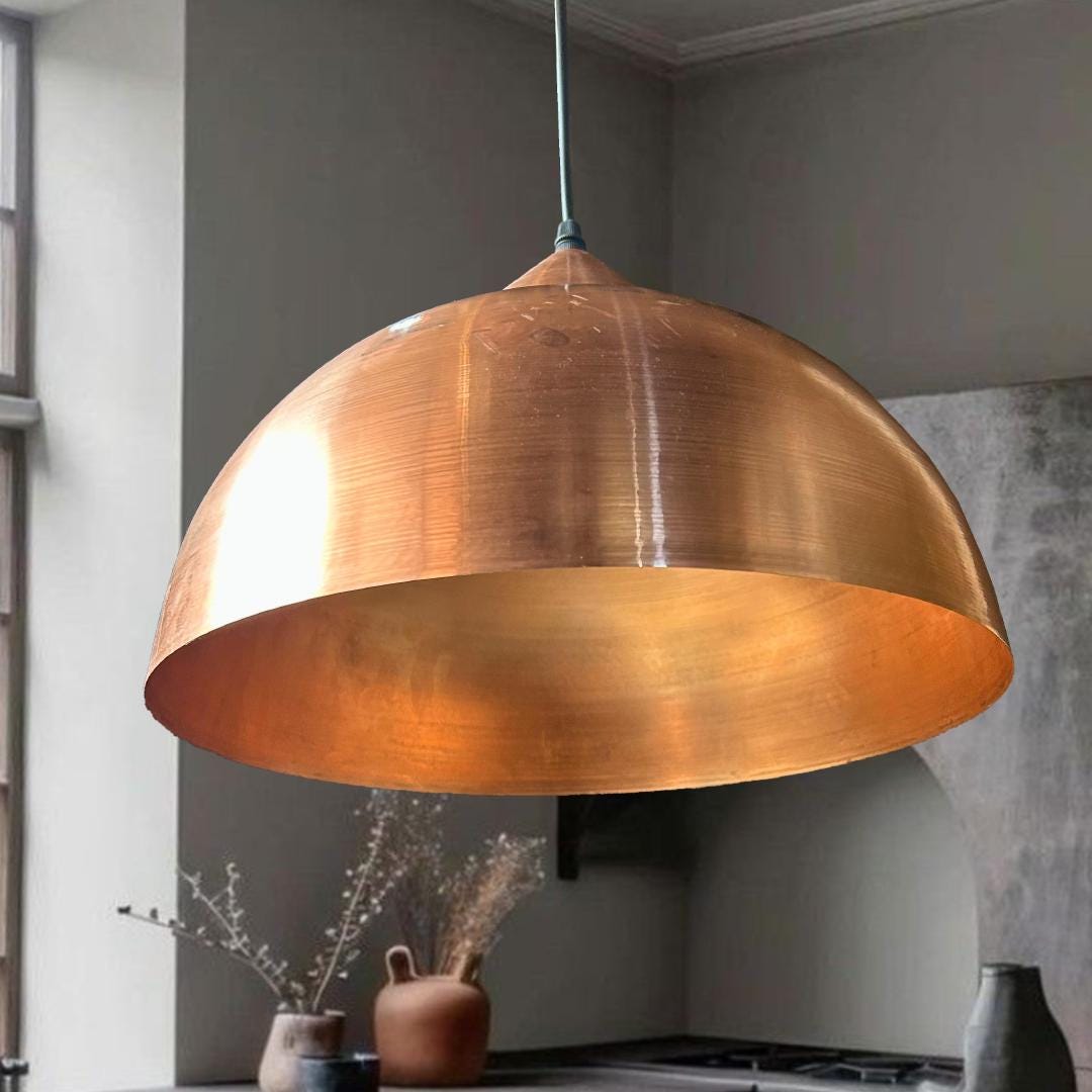 Oxidized Copper Dome Pendant Light,dome Light,Green Patina.Ceiling Light.oxidized lamp.island Hanging Light Fixture.Copp