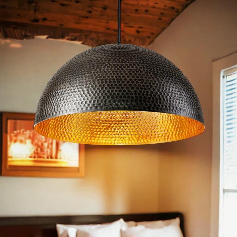 Solid Round Copper Dome Pendant Light, Stylish Hanging Light Fixture,Ceiling Light,Farmhouse Pendant Fixture.dome light.