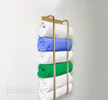 Rustic Unlacquered Brass Bathroom Towel Organizer