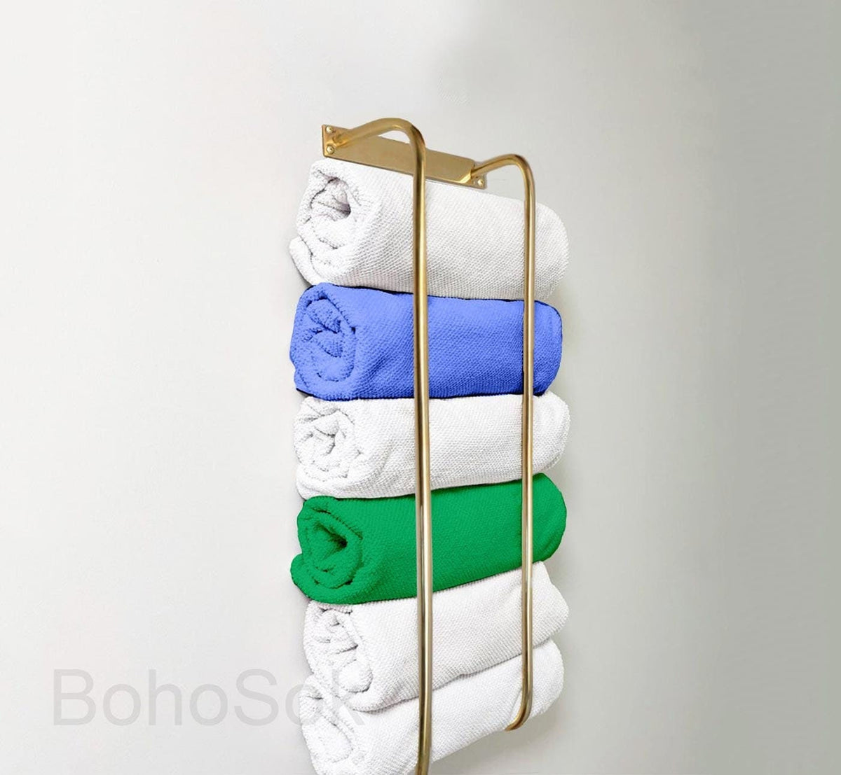Rustic Unlacquered Brass Bathroom Towel Organizer