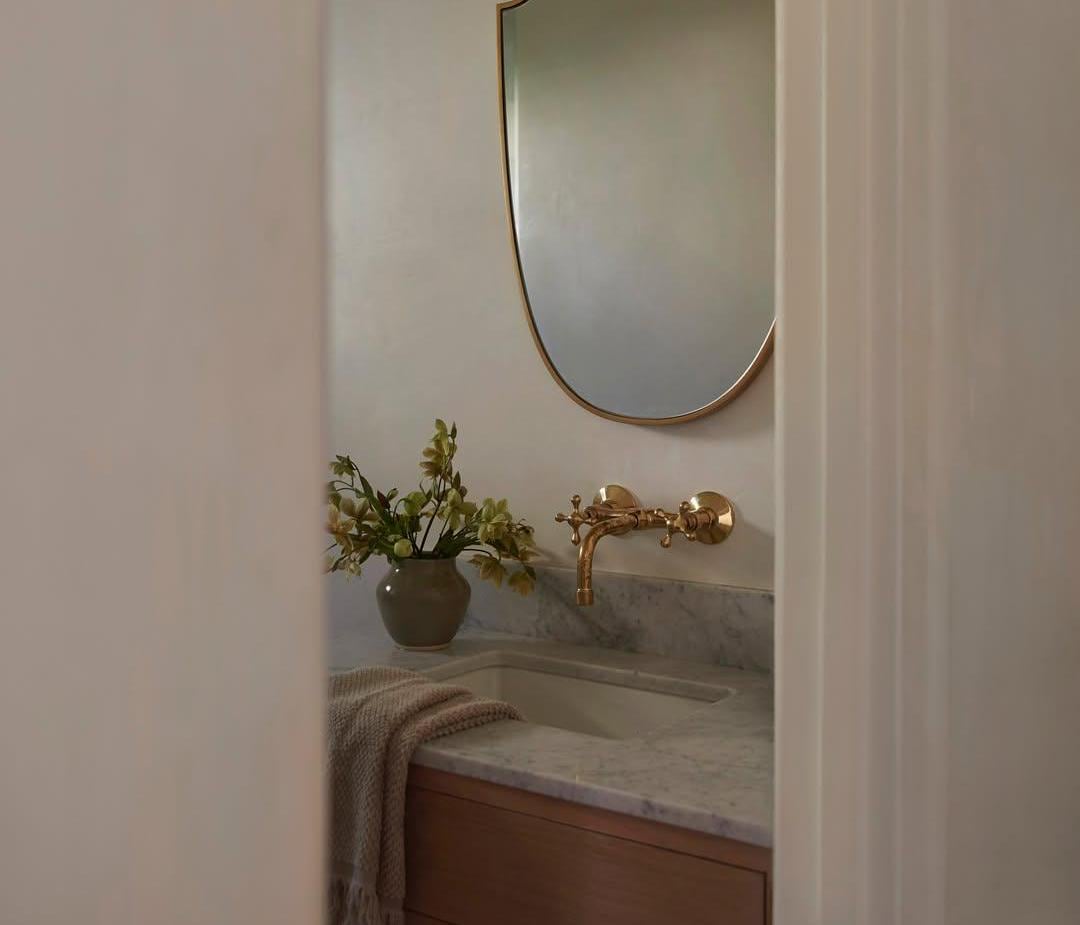 Unlacquered Brass Wall Faucet, Wall-Mounted Bathroom Sink Faucet, Wall Bridge Faucet