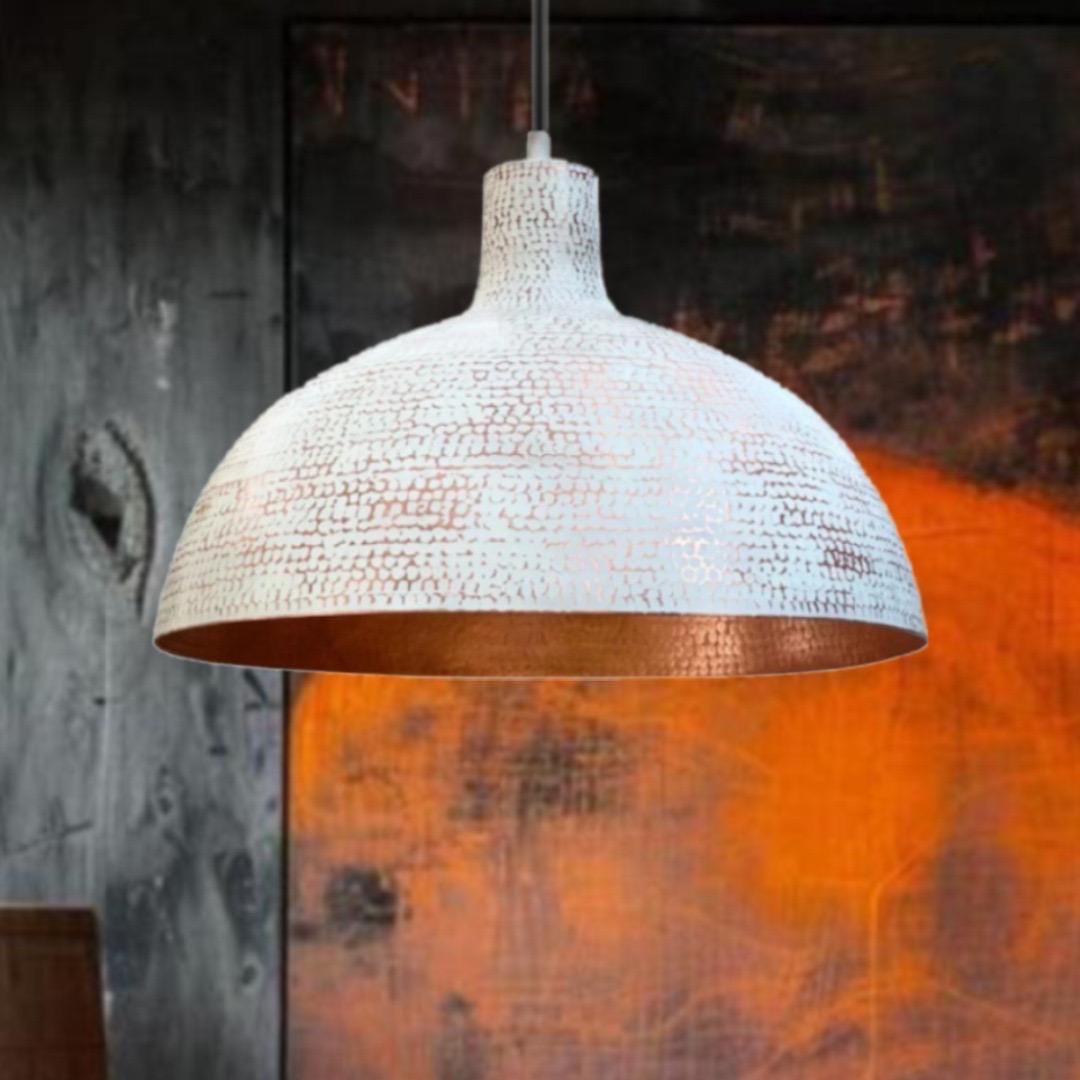 Artisanal Oxidized Copper Dome Pendant Light, Stylish Hanging Light Fixture,Green Patina.Ceiling Light.dome light.oxidiz