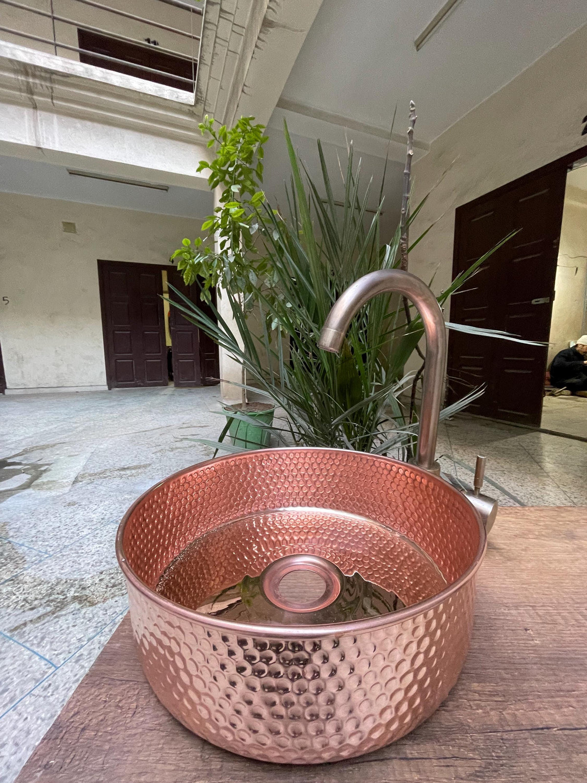 Artisanal Handmade Brass Vessel Sink - Round Bronze Finish - Hammered Mid Century Design - Custom Bathroom Sink