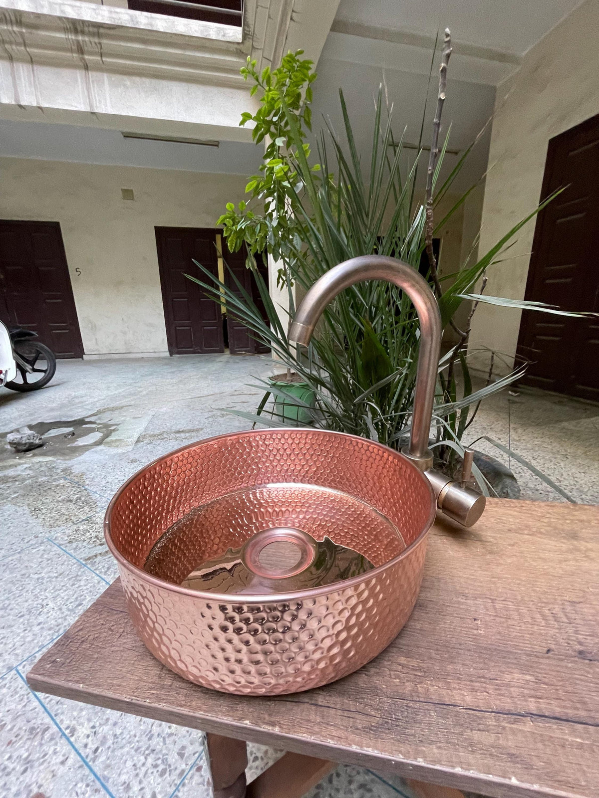 Artisanal Handmade Brass Vessel Sink - Round Bronze Finish - Hammered Mid Century Design - Custom Bathroom Sink