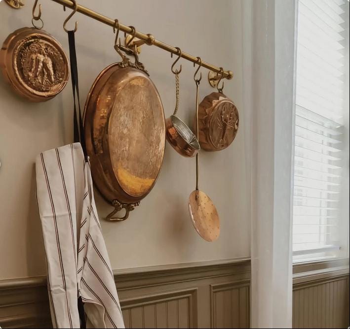 Antique Brass Kitchen Rail with Hooks,Brass Rod Rail, kitchen Rail with hooks