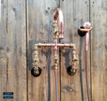 Wall Mounted Copper Pipe Mixer Tap With Hand Sprayer - Swivel Spout - Rustic / Vintage / Industrial