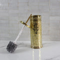 Unlacquered Brass Toilet Brush Set – Hand-Engraved Vintage Bathroom Organizer with Hygienic Lid & Durable Brush