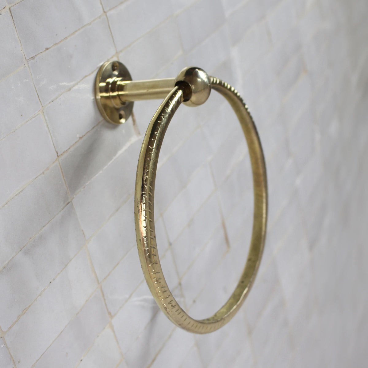 Handcrafted Unlacquered Brass Towel Ring: Antique Farmhouse Bathroom Decor