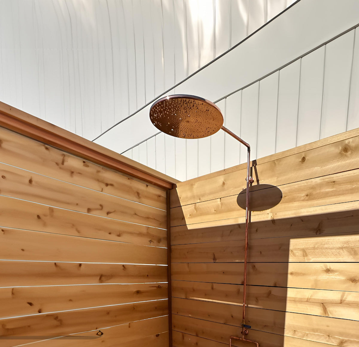 Handcrafted Unlacquered Copper Rainfall Shower Head: Outdoor/Indoor