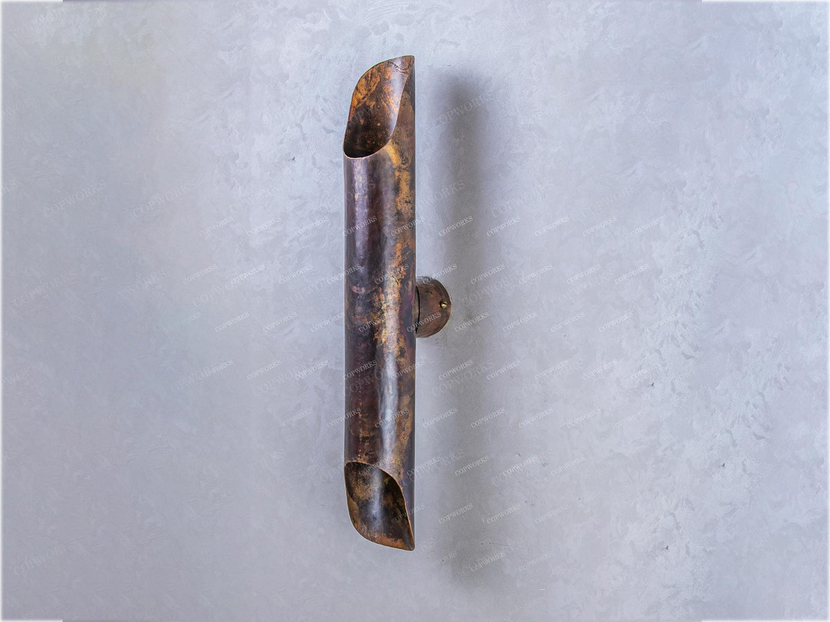 Aged Copper Double Wall Light Fixture: Modern Sconce Lighting