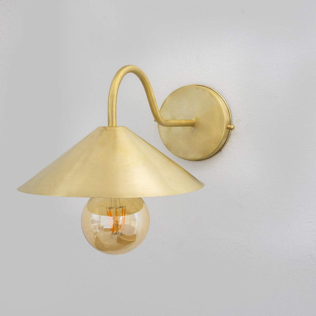 Brushed Brass Wall Lamp Light, Solid Brass Sconce, Gooseneck Sconce Light