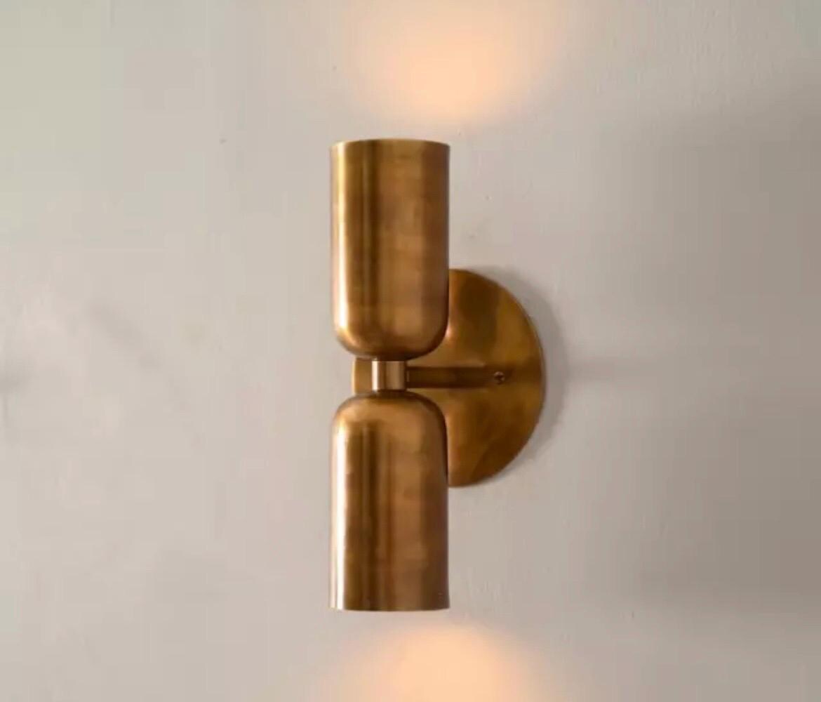 2 Light Mini Handmade Vintage Wall Mid Century Modern Raw Brass Sputnik chandelier.wall sconce.mid century lighting. Ita