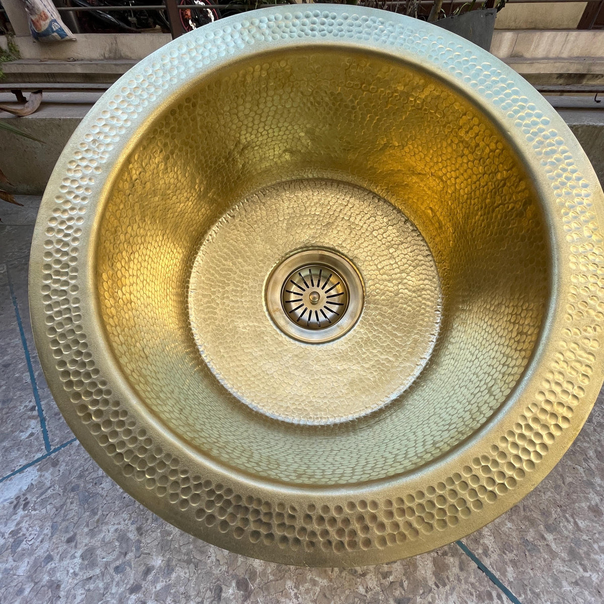 Custom Bathroom Sink - Mid Century Brass Vessel Sink - Hand Crafted Vessel Sink - Etched Sink-sink de bar